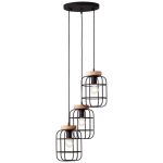 Brilliant Gwen Colgante De Luz Metal Madera Negro | 420mm - Apta para 3x E27