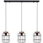 Brilliant Gwen Colgante De Luz Metal Madera Negro | Apta para 3x E27