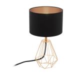 Eglo Lámpara De Mesa Carlton 2 Acero Cobre Negro | IP20 - Apta para 1x E14 